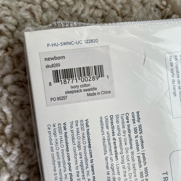 New Newborn Halo SleepSack Swaddle in white - Picture 3 of 3